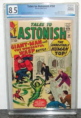 Buy TALES TO ASTONISH #50 VF+ 8.5 PGX Not CGC KEY ISSUE 1st HUMAN TOP/WHIRLWIND! • 304.10£