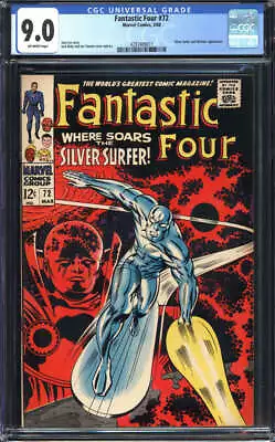 Buy Fantastic Four #72 Cgc 9.0 Ow Pages // Silver Surfer Cover/appearance 1968 • 655.94£