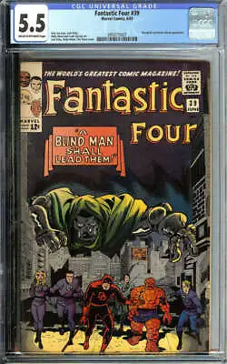 Buy Fantastic Four #39 Cgc 5.5 Cr/ow Pages // Daredevil + Doctor Doom App 1965 • 184.98£