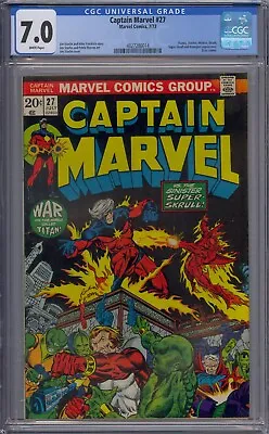Buy Captain Marvel #27 Cgc 7.0 Thanos Super Skrull Mentor Death Avengers White Pages • 119.14£