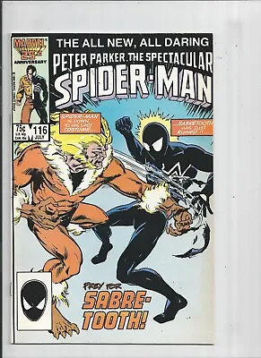 Buy Spectacular Spider-Man #116 1st Full App  Foreigner Sabertooth COVER  NEAR MINT • 12.06£