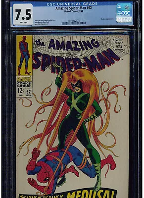 Buy Amazing Spider-man #62 Cgc 7.5 White Pages Medusa Classic Cover 1968 Stan Lee • 195.87£
