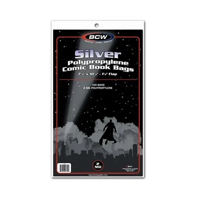 Buy 100 BCW Silver Age Comic Book Archival 2-mil Poly Bags + Acid Free Backer Boards • 27.84£