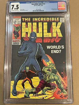 Buy Incredible Hulk #117 CGC 7.5 VF- (looks NM 9.4) Leader Cover, Appearance 1969 • 79.94£