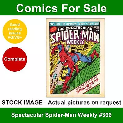 Buy Spectacular Spider-Man Weekly #366 Comic - VG/VG+ 1980 - Marvel UK • 3.99£