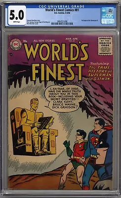 Buy World's Finest Comics #81 Cgc 5.0 White Pages Dc Comics 1956 • 157.87£