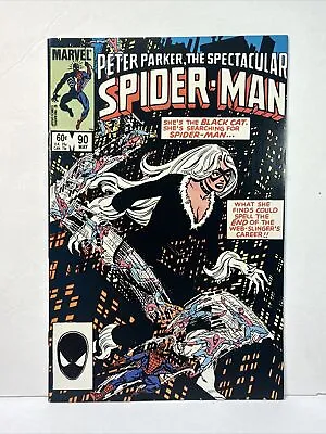 Buy Spectacular Spider-Man # 90 1984 Marvel 2nd Black Costume NM+ 9.6 Black Cat • 43.97£