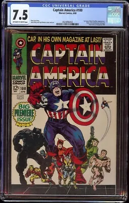 Buy Captain America # 100 CGC 7.5 OW/W (Marvel, 1968) Classic Kirby Cover, 1st Issue • 555.67£