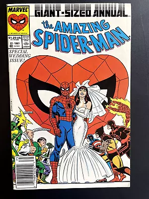 Buy AMAZING SPIDER-MAN Annual 21 PETER & MARY JANE WEDDING - NEWSSTAND VARIANT • 30.83£