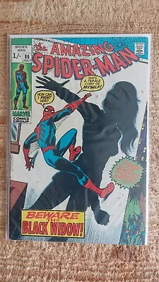 Buy Amazing Spider-Man #86 VG+ UKPV Origin New Costume Black Widow 1970 • 39.99£