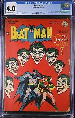 Buy Batman #44 CGC VG 4.0 Jim Mooney/Charles Paris Cover! Joker Cover! DC Comics • 1,998£