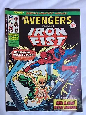 Buy AVENGERS Comic #73 - 8 February 1975 - Marvel UK Iron Fist - Free Post • 3.50£