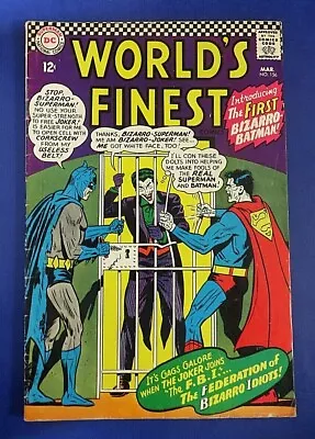 Buy WORLD'S FINEST #156 COMIC BOOK ~ KEY 1st Bizarro Batman ~ DC 1966 ~ VG/FN • 48.21£