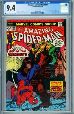 Buy Amazing Spider-man #139 CGC 9.4 1974- 1st Grizzly- Jackal 3809677016 • 304.02£