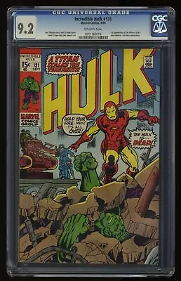 Buy Incredible Hulk #131 CGC NM- 9.2 Off White Iron Man 1st Jim Wilson! Marvel 1970 • 196.86£
