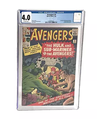 Buy Avengers #3 CGC 4.0 KEY Battle Hulk&SubMariner(1st Team Up) PLUS Spidey,X-Men&FF • 42.87£