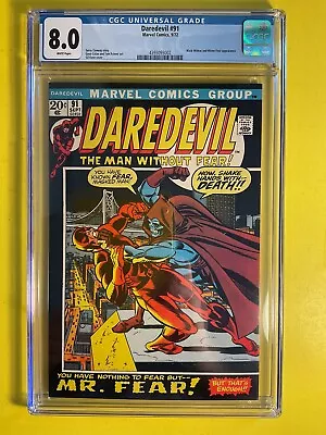 Buy Daredevil #91 Black Widow And Mr. Fear Appearance CGC 8.0 Marvel 1972. • 110.68£