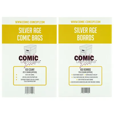 Buy Comic Concept Comic Bags And Backing Boards -- SILVER Size -- Great Value!! • 4.89£