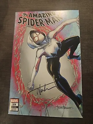Buy Amazing Spider-Man 59 NM Trade Signed Tyler Kirkham Variant Ghost Spider W COA • 32.12£