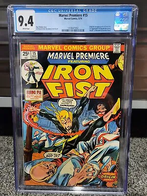 Buy MARVEL PREMIERE #15 (CGC 9.4) 1974 1st Appearance & Origin Of Iron Fist! BRONZE • 476.66£
