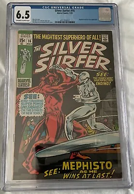 Buy Silver Surfer #16 🔥 CGC 6.5 WHITE 🔥 Mephisto Fury  1970, OW To WHITE Pages • 93.51£