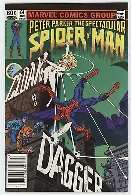Buy Spectacular Spider-Man 64 Marvel 1982 VF 1st Cloak Dagger TV Show Newsstand • 67.20£