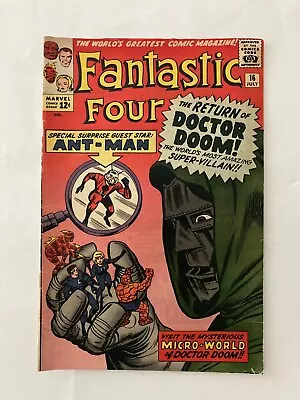 Buy Fantastic Four #16 (1963) 4th Doctor Doom Appearance | Jack Kirby Cover | FN-/FN • 237.47£