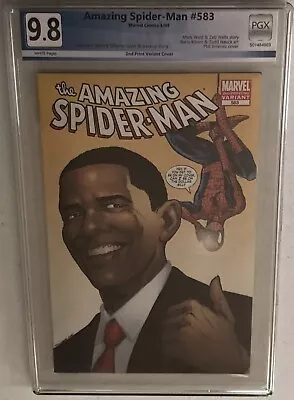 Buy Amazing Spider-man 583 Not Cgc Pgx Graded 9.8 Obama Variant 2nd Print D • 48.21£