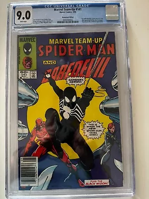 Buy MARVEL TEAM-UP #141 CGC 9.0 NEWSSTAND WHITE PAGES  1984 1st Black Costume Tie • 106.73£