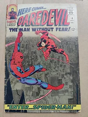 Buy Daredevil 16 Marvel 1966 GD/VG Marks On Cover Spider-Man John Romita Stan Lee • 87.67£