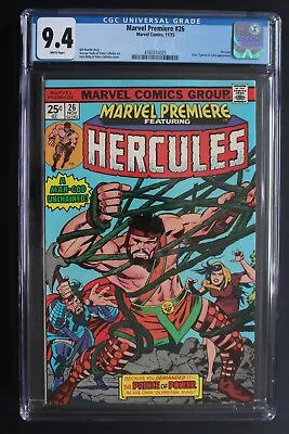 Buy MARVEL PREMIERE #26 First Solo HERCULES MCU! 1975 KIRBY Zeus 1st CYLLA CGC 9.4 • 75.95£
