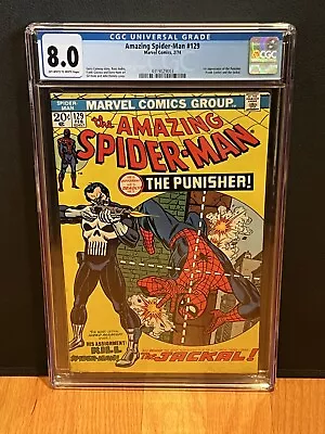 Buy Amazing Spider-man #129 (1974) Cgc 8.0 Ow / White Pages  1st Punisher! • 1,660.28£
