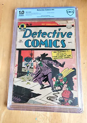 Buy DETECTIVE COMICS #91 *CBCS (not CGC) 1.0 * 1944 JOKER COVER AND APPEARANCE • 629.90£