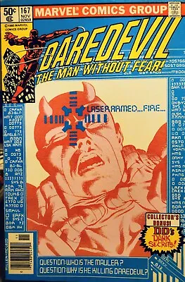 Buy DAREDEVIL #167 Newstand Marvel Comics 1980 - FRANK MILLER. Klaus Janson. • 16.01£