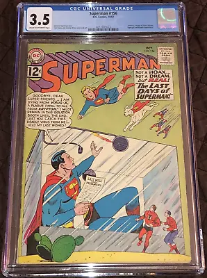 Buy 1962 DC Comics Superman #156 Graded Krypto Legion Of Super Heroes CGC 3.5 • 92.71£