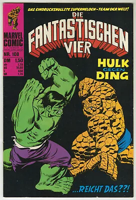 Buy FANTASTIC FOUR #112 *GERMAN EDITION* Classic Hulk Vs Thing MARVEL 1978 • 23.19£