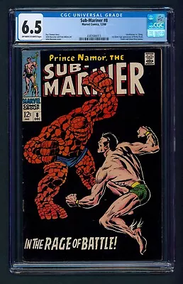 Buy Sub-Mariner #8 (1968) CGC 6.5 OW/W Pages! Tough Thing V. Sub-Mariner Cover! • 126.67£