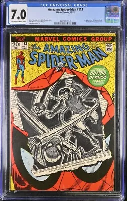 Buy Amazing Spider-Man 113 10/72 Marvel Comics CGC 7.0 • 79.06£