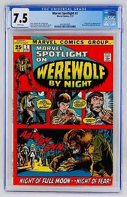 Buy Marvel Spotlight #2 CGC 7.5 White Pages First Werewolf By Night Appearance 1st • 395.80£