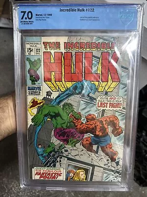 Buy Incredible Hulk #122 Classic Hulk Vs. Thing Cover Marvel 1969 CGC 7.0 Nice High • 98.55£