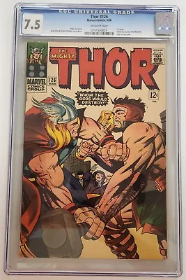 Buy THE MIGHTY THOR #126 CGC 7.5 1ST SOLO THOR ISSUE! Classic Thor Vs Hercules! • 394.18£