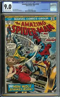 Buy Amazing Spider-man #125 Cgc 9.0 Ow/wh Pages // Origin Of The Man-wolf 1973 • 189.75£