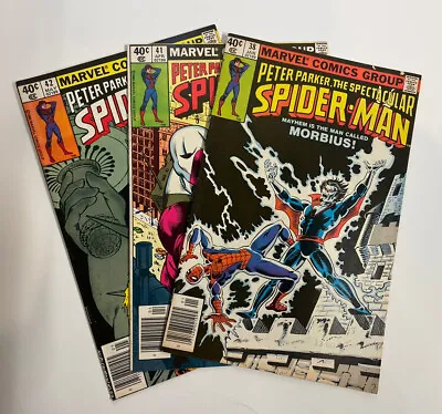 Buy 1980 Peter Parker Spectacular Spider-Man Lot #38,41,42 Marvel Morbius -VF • 10.24£