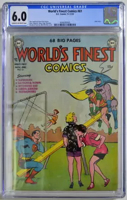 Buy WORLD'S FINEST COMICS #61 CGC 6.0 Superman Batman DC 1952 Joker Story • 959.04£