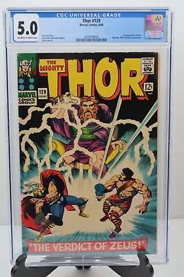 Buy Thor #129 CGC 5.0 1st Aries, Hermes, Hera, Dionysius, Artemis, Harokin And More • 74.96£