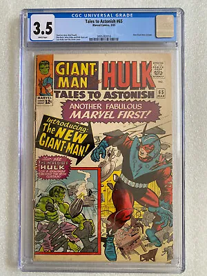 Buy Tales To Astonish #65 CGC 3.5 White Pages 1965 - New Giant-Man Costume • 88.47£