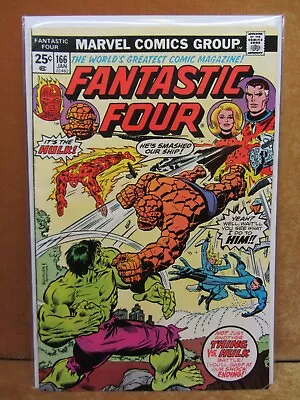 Buy Fantastic Four #166 Jan 1976 Bronze Age Marvel Comic Thing V Hulk Atkins Buckler • 39.98£