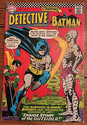 Buy Detective Comics #356 Batman DC 1966 1st App./Origin Of The Outsider - VG/FN • 12£