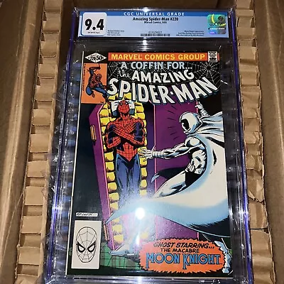 Buy Amazing Spider-Man #220 CGC 9.4, White Pages, Moon Knight Cover, 1981 • 68.26£