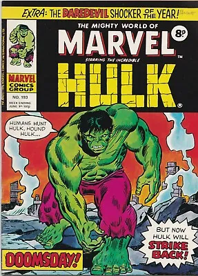 Buy The Mighty World Of Marvel Starring The Incredible Hulk #193 Jun 1976 VFINE- 7.5 • 3.50£